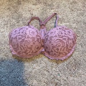 Purple 32D push-up bra hooks in front